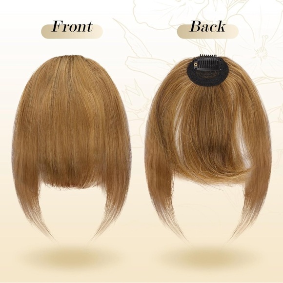 FESHFEN 100% Human Hair Clip In Bangs Blonde Mixed Brown - Picture 2 of 10